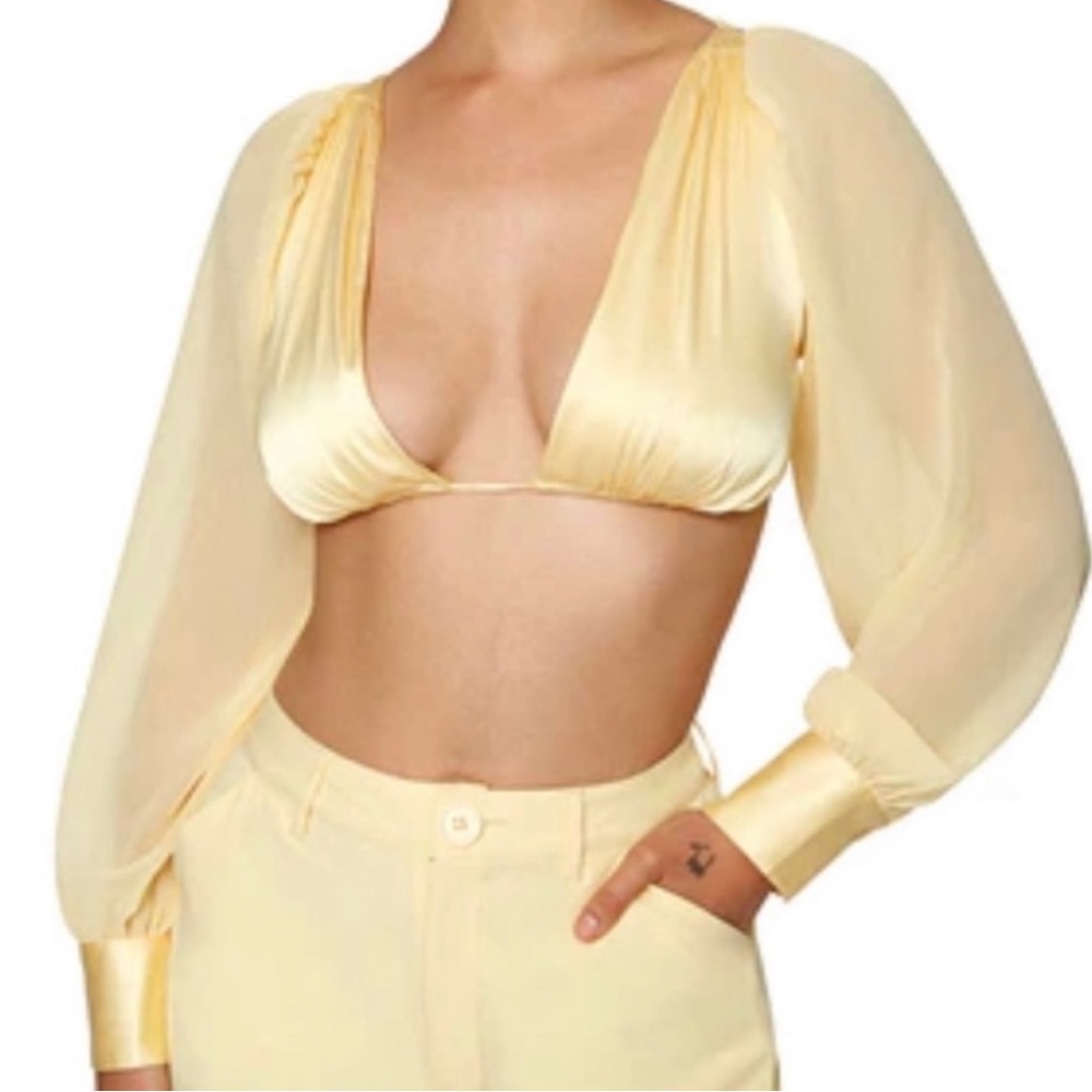 We Wore What Yellow Cropped Tie Top